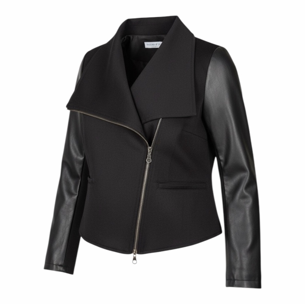 Bagatelle Black Leather Sleeve Jacket